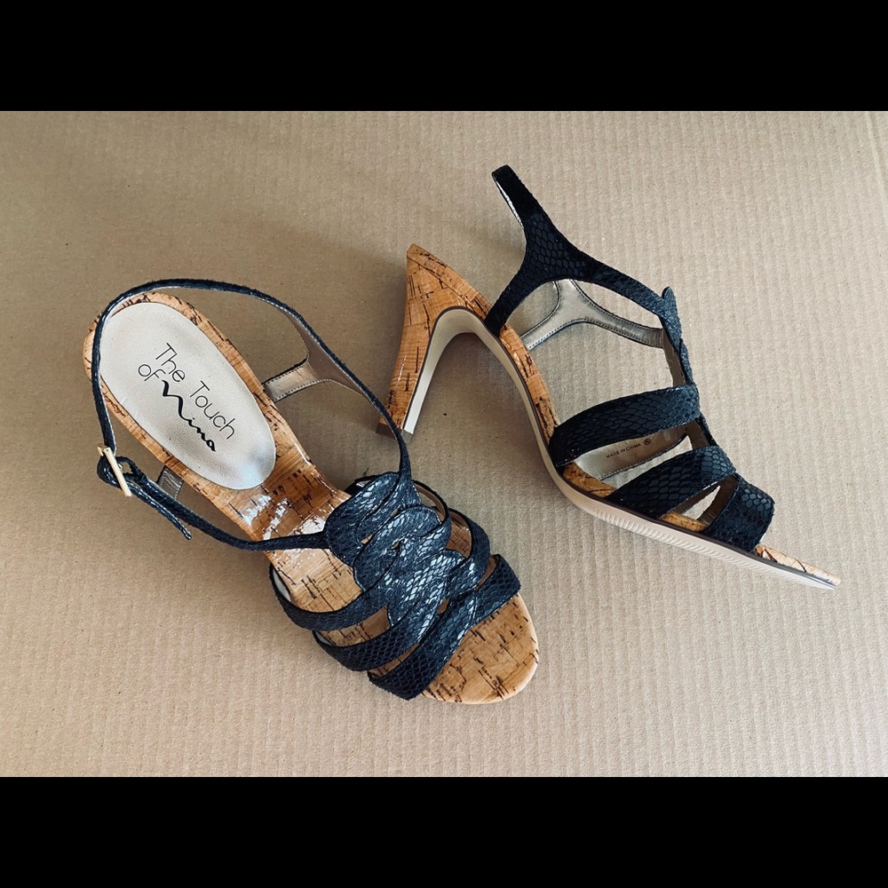 The Touch of Nina Faux Snake Slingback Shoes Size 10 Heel Height 3.5" NWOT